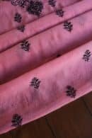 Pink & Black Mal Cotton Chikankari Unstitched Kurta Dupatta Fabrics With Kamdani