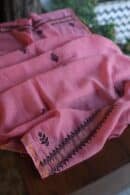 Pink & Black Mal Cotton Chikankari Unstitched Kurta Dupatta Fabrics With Kamdani
