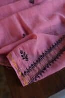 Pink & Black Mal Cotton Chikankari Unstitched Kurta Dupatta Fabrics With Kamdani