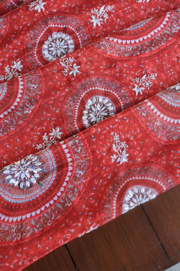 Pink Muslin Chikankari Kurta Fabrics - Image 3