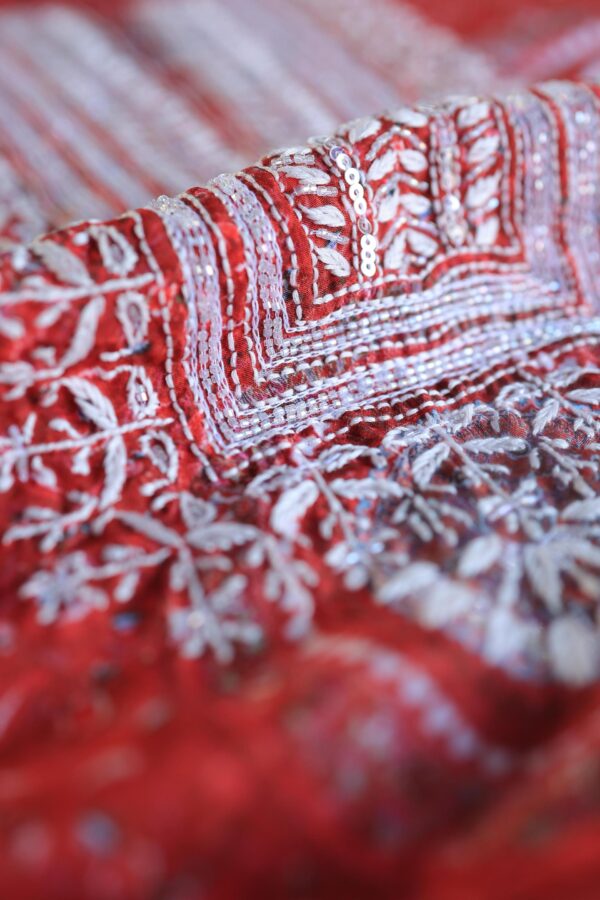 Pink Muslin Chikankari Kurta Fabrics - Image 7