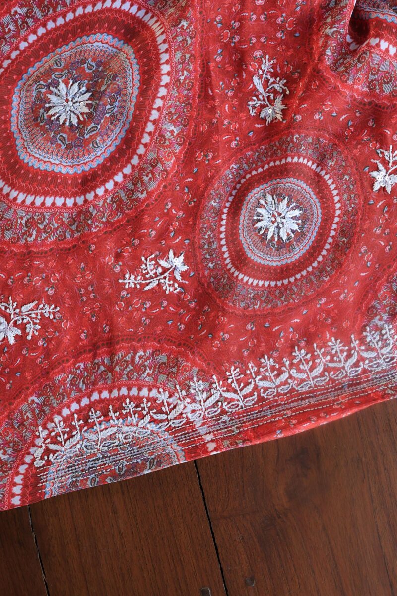 Pink Muslin Chikankari Kurta Fabrics
