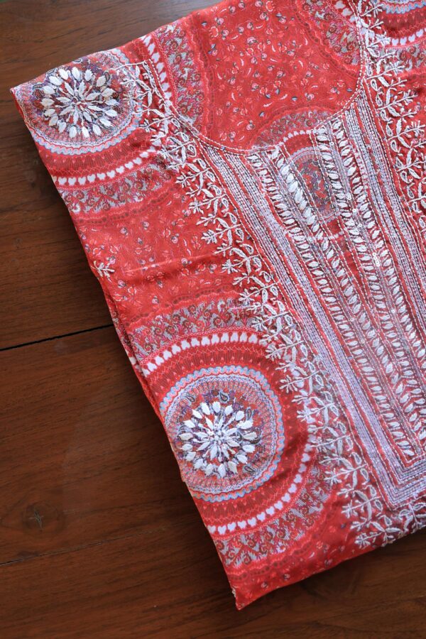 Pink Muslin Chikankari Kurta Fabrics - Image 9