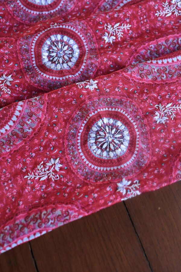 Pink Muslin Chikankari Unstitched Kurta Fabrics - Image 5