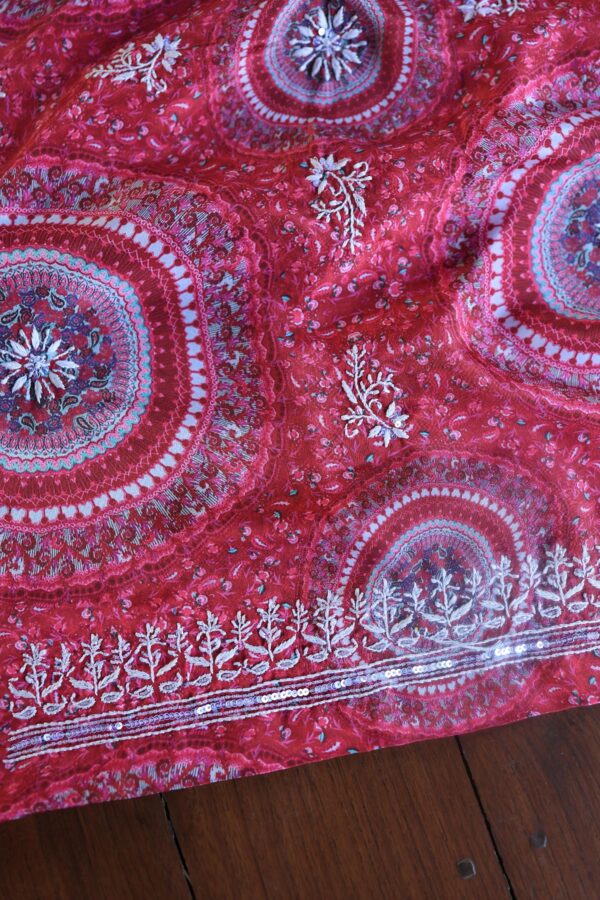 Pink Muslin Chikankari Unstitched Kurta Fabrics - Image 7