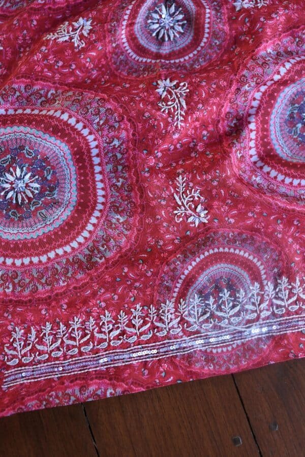 Pink Muslin Chikankari Unstitched Kurta Fabrics - Image 7