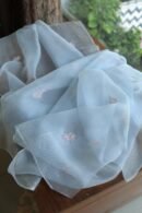 Powder Blue Noor Organza Silk Chikankari Unstitched Kurta Dupatta Set