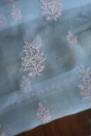 Powder Blue Noor Organza Silk Chikankari Unstitched Kurta Dupatta Set