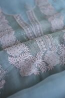 Powder Blue Noor Organza Silk Chikankari Unstitched Kurta Dupatta Set