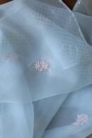 Powder Blue Noor Organza Silk Chikankari Unstitched Kurta Dupatta Set