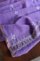Purple Mal Cotton Chikankari Unstitched Kurta Dupatta Fabrics With Kamdani