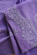 Purple Mal Cotton Chikankari Unstitched Kurta Dupatta Fabrics With Kamdani
