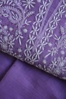 Purple Mal Cotton Chikankari Unstitched Kurta Dupatta Fabrics With Kamdani