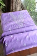 Purple Mal Cotton Chikankari Unstitched Kurta Dupatta Fabrics With Kamdani