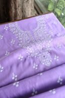 Purple Mal Cotton Chikankari Unstitched Kurta Dupatta Fabrics With Kamdani
