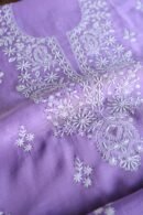Purple Mal Cotton Chikankari Unstitched Kurta Dupatta Fabrics With Kamdani