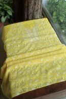 Yellow Crush Chanderi Sequins Chikankari Kurta Dupatta Set