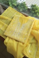 Yellow Crush Chanderi Sequins Chikankari Kurta Dupatta Set