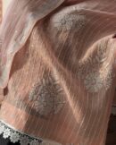 Soft Malmal Stripe Pattern Pearl Work Chikankari Kurta Set