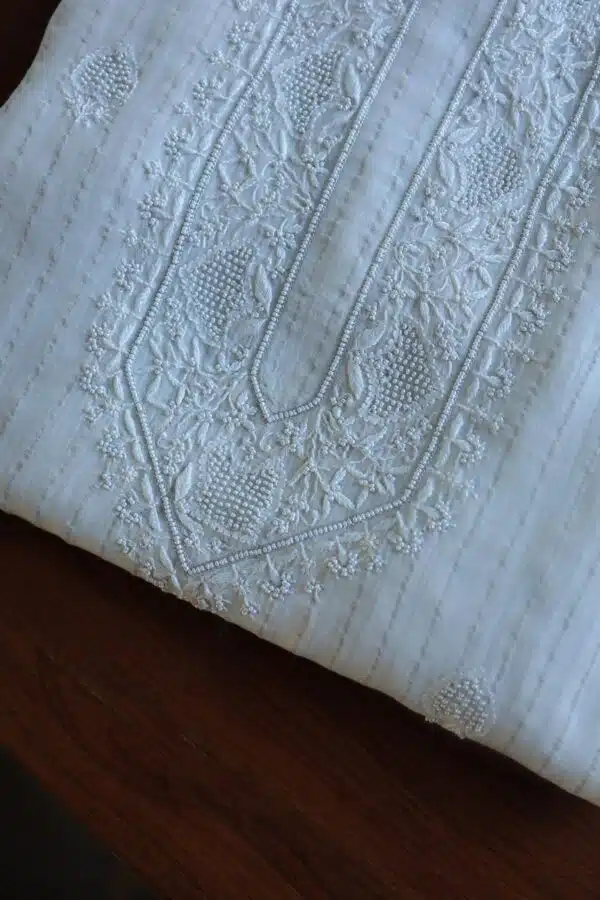 Zari Chanderi Unisex Chikankari Unstitched Men's Kurta Fabric