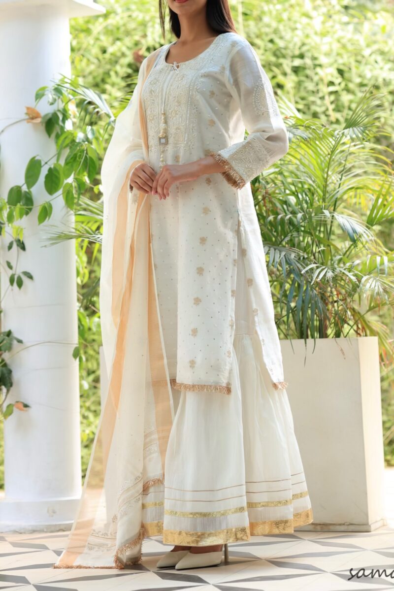 Benarasi Zari Chanderi Chikankari Sharara Set