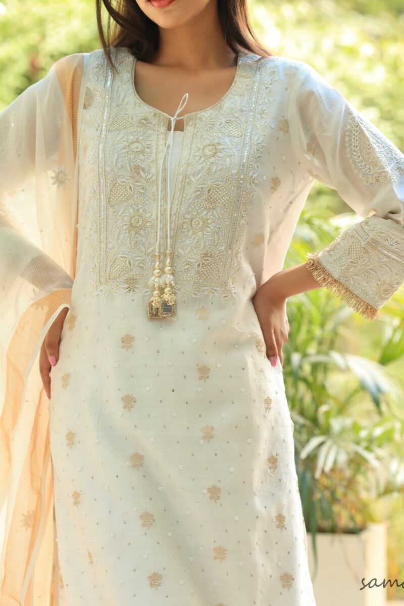 Benarasi Zari Chanderi Chikankari Sharara Set