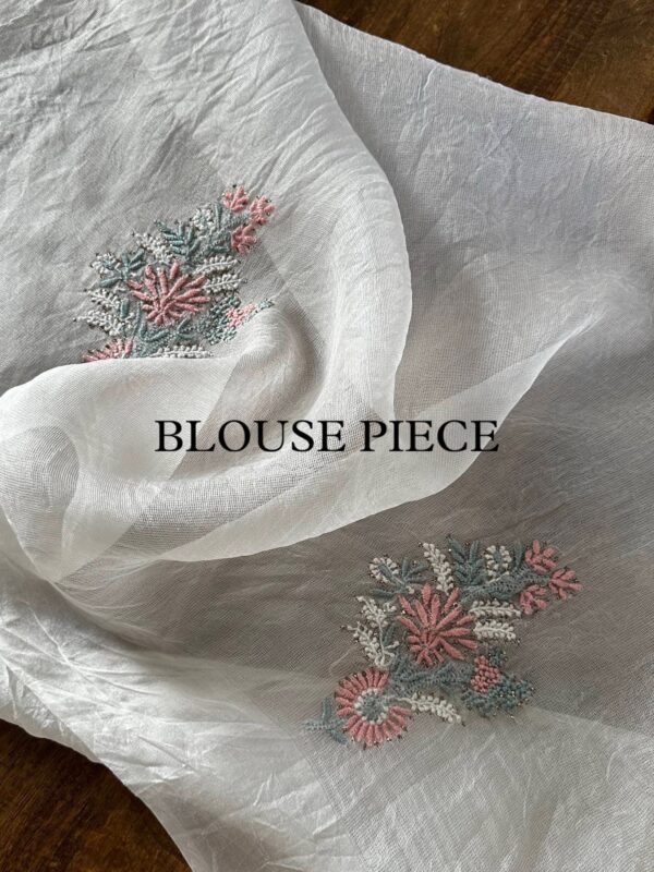 Net Organza Chikankari Saree - Image 5