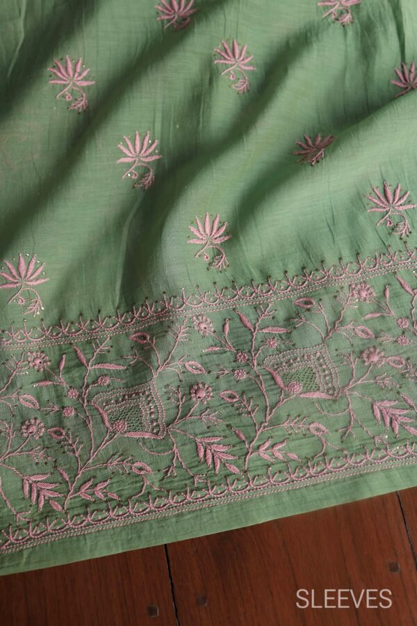 Malmal Cotton Fine Chikankari Kamdani Unstitched Fabrics - Image 8