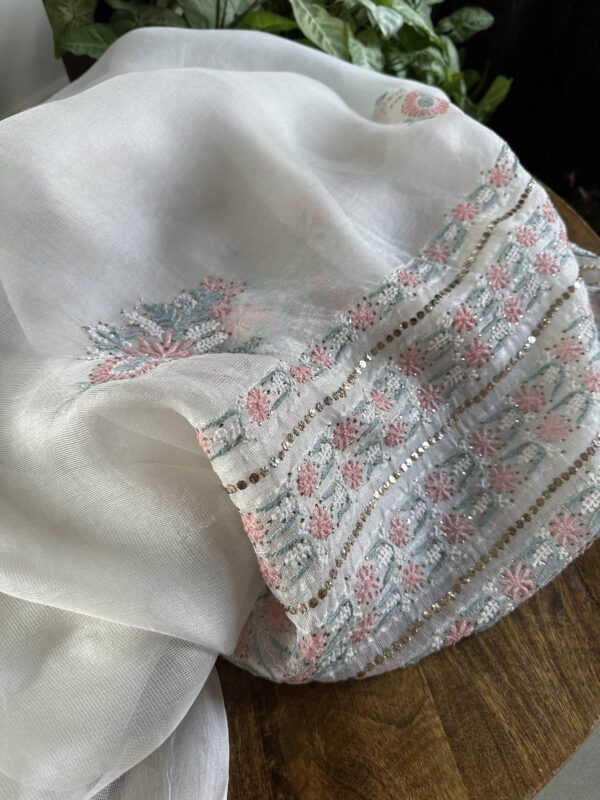 Net Organza Chikankari Saree - Image 2