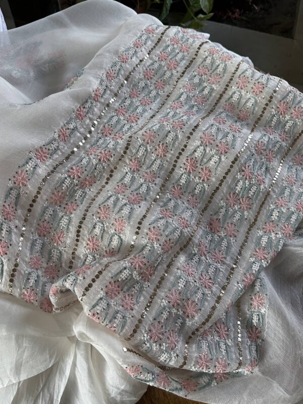 Net Organza Chikankari Saree - Image 6
