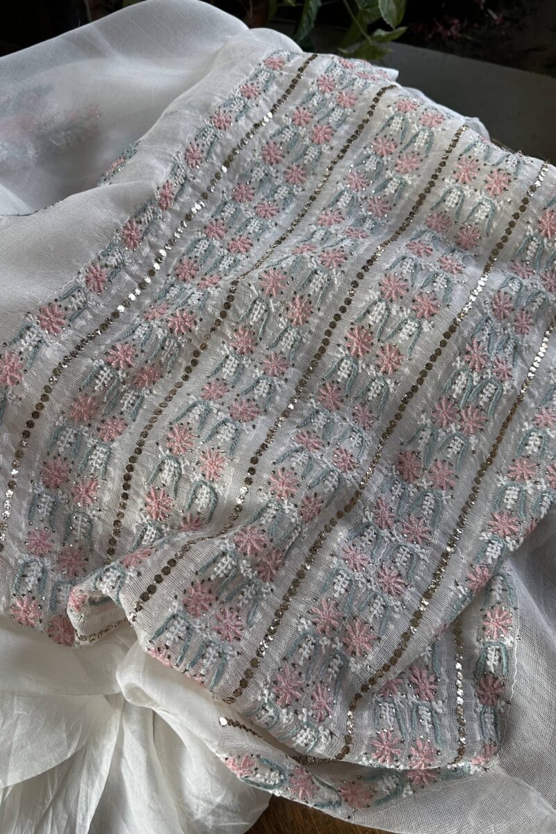 Net Organza Chikankari Saree