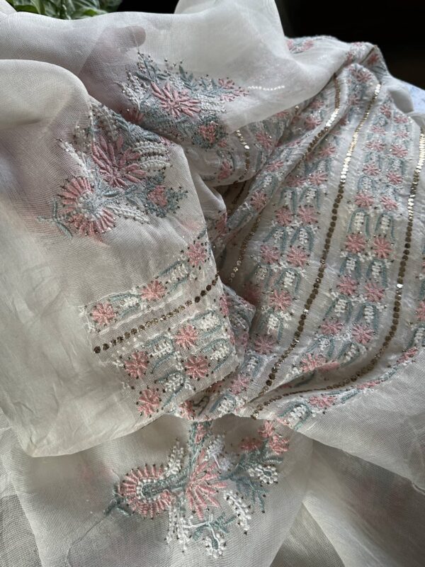 Net Organza Chikankari Saree - Image 7