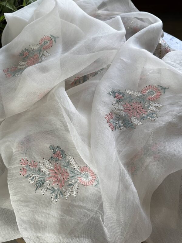 Net Organza Chikankari Saree - Image 10