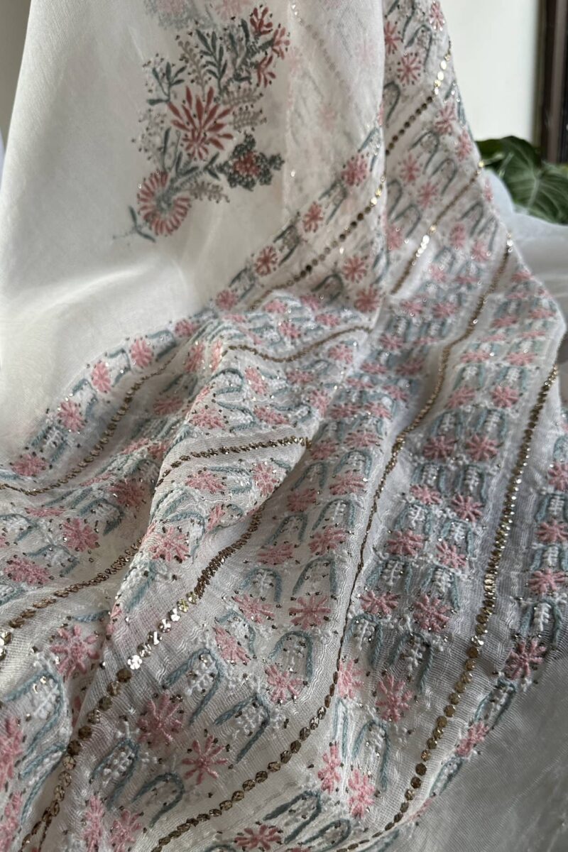 Net Organza Chikankari Saree