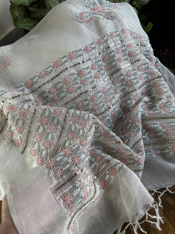 Net Organza Chikankari Saree - Image 8