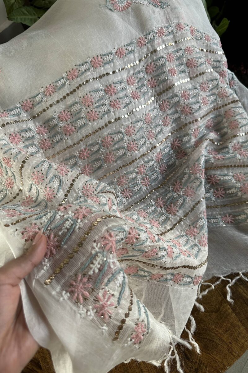 Net Organza Chikankari Saree