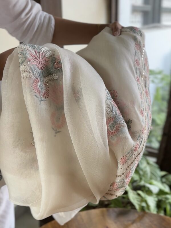 Net Organza Chikankari Saree