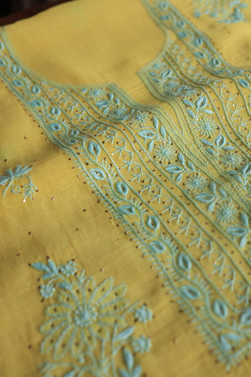 Malmal Cotton Fine Chikankari Kamdani Unstitched Fabrics