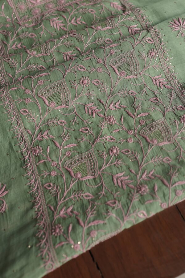 Malmal Cotton Fine Chikankari Kamdani Unstitched Fabrics - Image 7