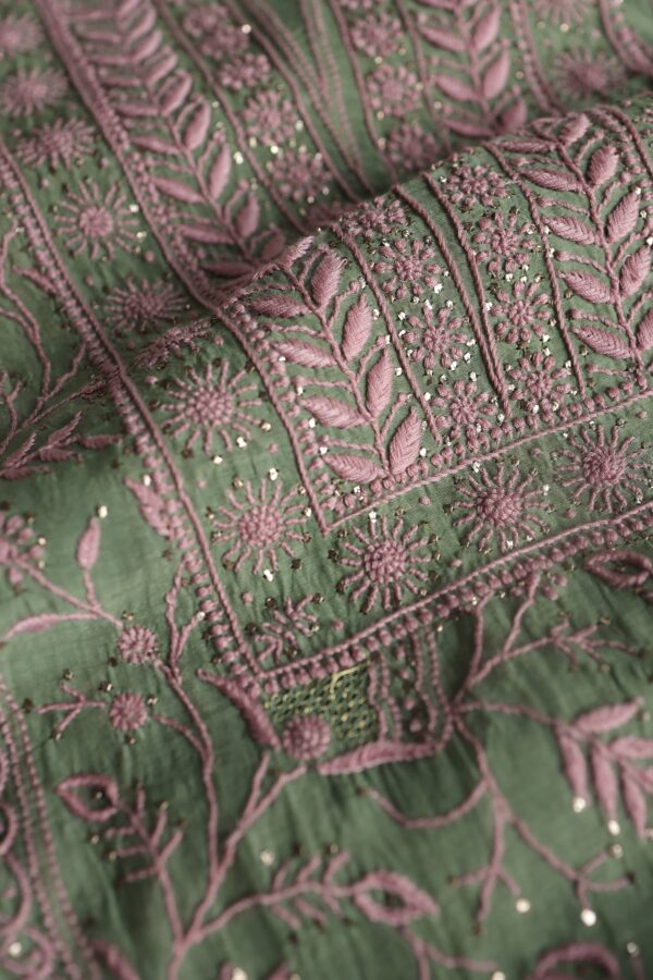 Malmal Cotton Fine Chikankari Kamdani Unstitched Fabrics - Image 6