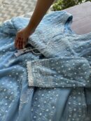 Powder Blue | Mal Chanderi Pearl Work Chikankari Anarkali With Dupatta