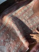 Soft Pink Noor Organza Silk Fine Chikankari Unstitched Fabric