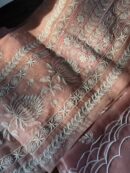 Soft Pink Noor Organza Silk Fine Chikankari Unstitched Fabric