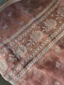 Soft Pink Noor Organza Silk Fine Chikankari Unstitched Fabric