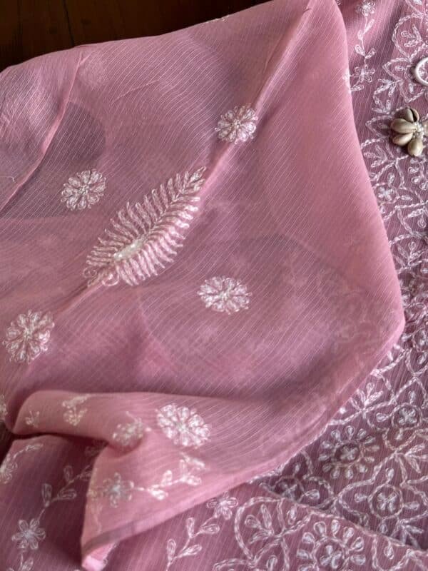 Semi Stitched Tepchi Kota Chikankari Kurta Dupatta Set - Image 6