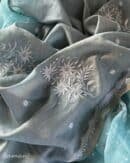 Ice Blue Noor Organza Cutwork Chikankari Saree