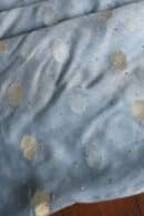 Silk Blue Banarasi Zari Chanderi Unstitched Chikankari Fabrics
