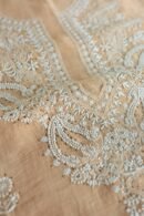 Beige Mal Cotton Chikankari Unstitched Kurta Dupatta Fabrics With Kamdani