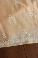 Beige Mal Cotton Chikankari Unstitched Kurta Dupatta Fabrics With Kamdani