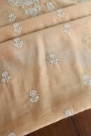 Beige Mal Cotton Chikankari Unstitched Kurta Dupatta Fabrics With Kamdani